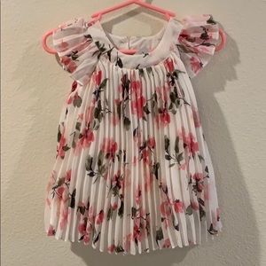 Pleated pink and white floral dress